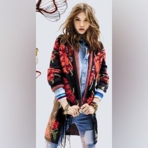 Free People Flower Power Red Floral Cardigan